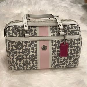 Coach Signature Heritage Chelsea Gray Pink Purse